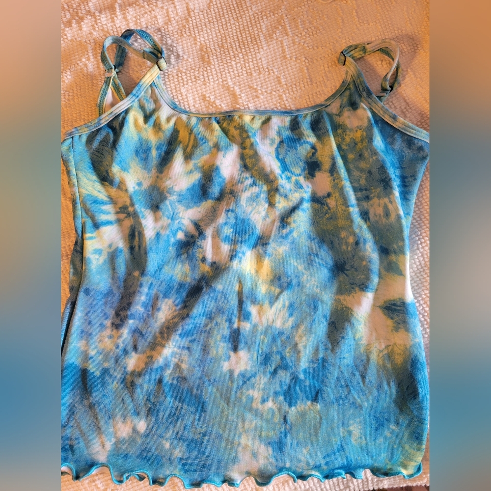Blue Tie-Dye Women's Workout Top